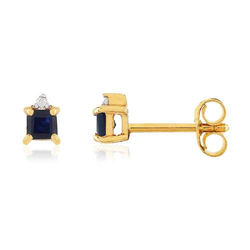 Boucles d'oreilles or 375 2 tons saphirs et diamants