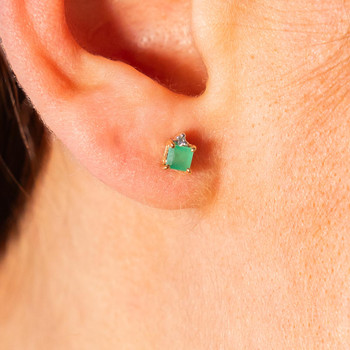 Boucles d'oreilles or 375 2 tons émeraudes et diamants