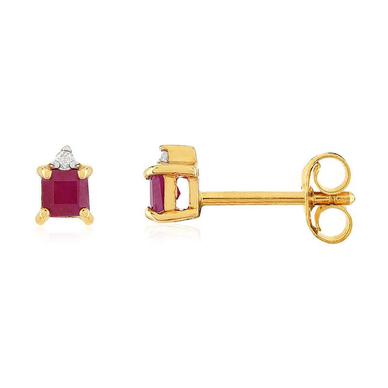 Boucles d'oreilles or 375 2 tons rubis et diamants - vue 1