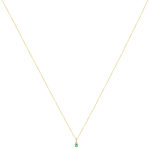 Gouden halsketting 375 2 toon smaragd en diamant 45 cm met ring om in te korten tot 42cm - bekijk 2
