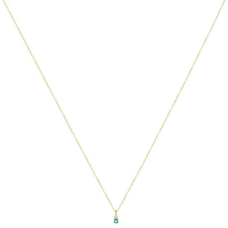 Collier or 375 2 tons émeraude et diamant 45 cm avec anneau de raccourcissement à 42cm - vue 2