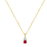 Collier or 375 2 tons rubis et diamant 45 cm avec anneau de raccourcissement à 42 cm - vue 1