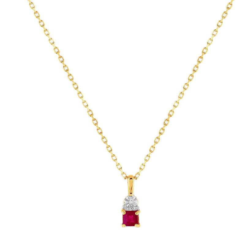 Tweekleurige 375-goudketting met robijnen en diamanten, 45 cm, met verstelring tot 42 cm – afbeelding 1