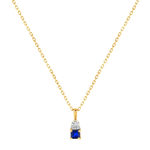 Collier or 375 2 tons saphir et diamant 45 cm avec anneau de raccourcissement à 42 cm - vue 1