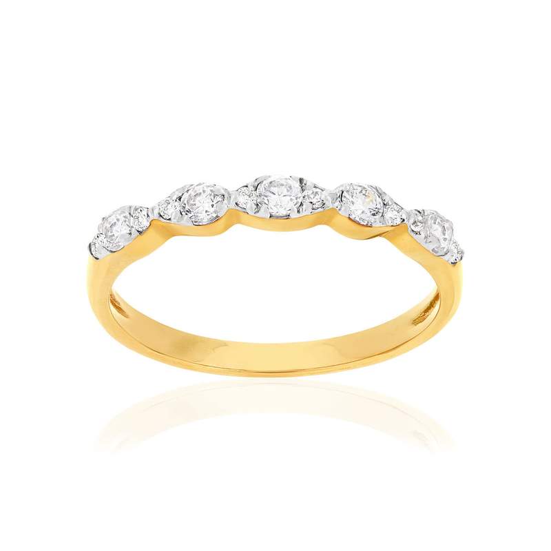 Bague or 375 2 tons zirconias - vue 1