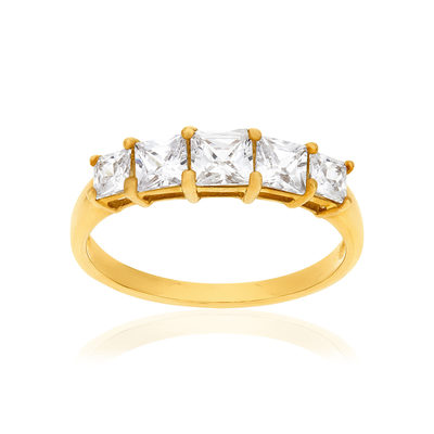 Bague or 375 jaune zirconias