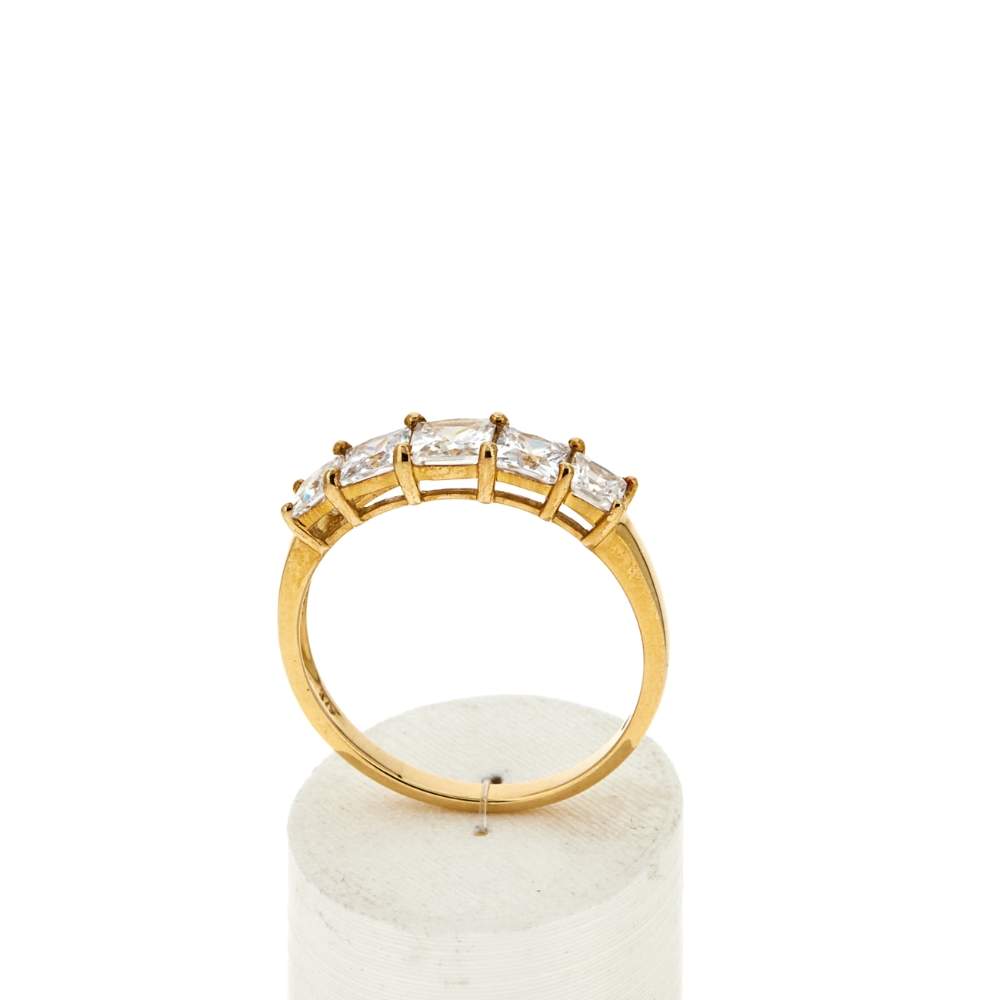 Bague or 375 jaune zirconias - vue 2