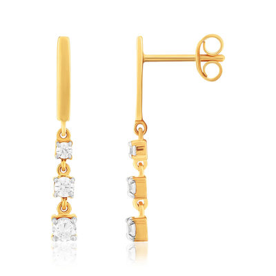 Boucles d'oreilles or 375 2 tons zirconias - vue 1