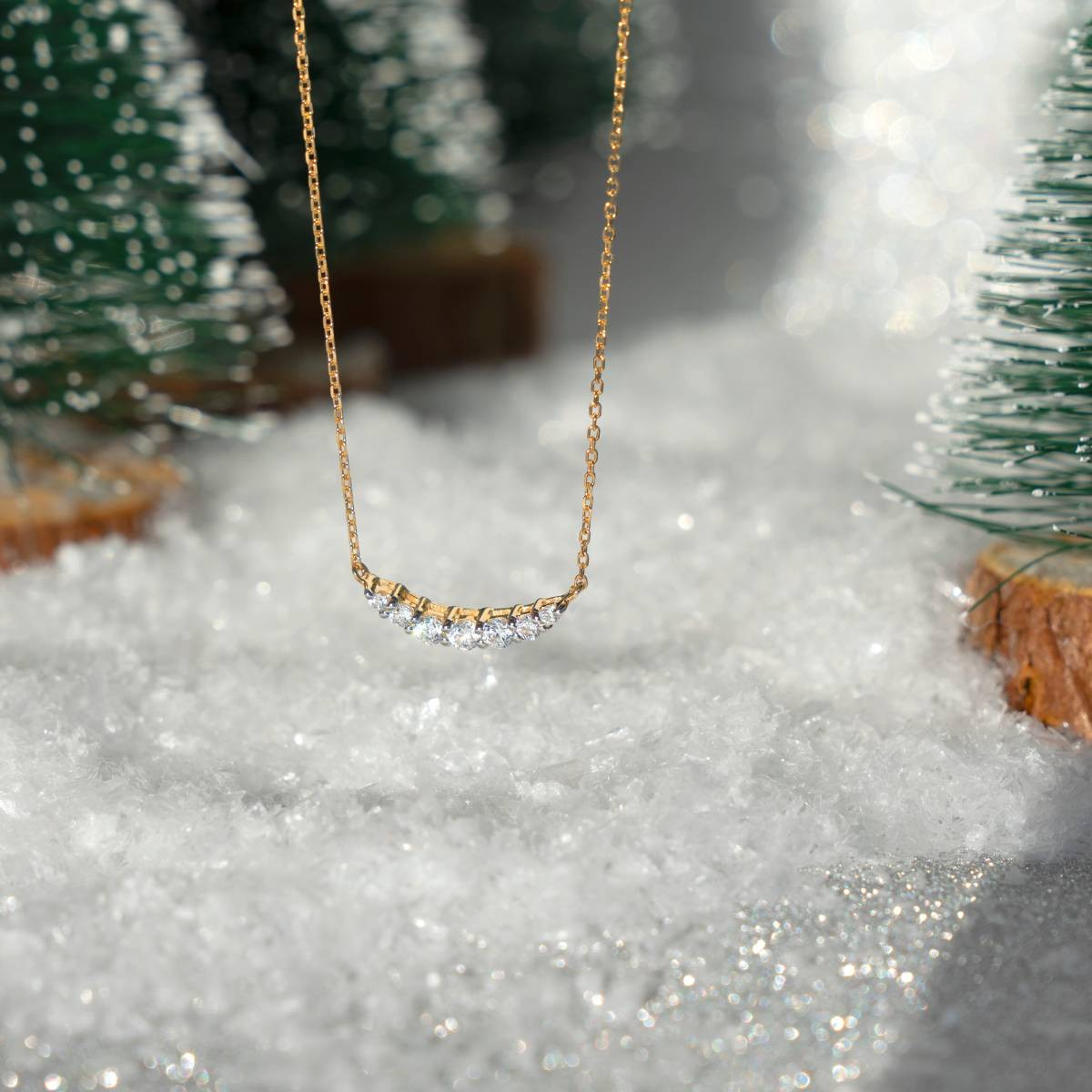 Collier or 375 2 tons 7 zirconias - vue D1