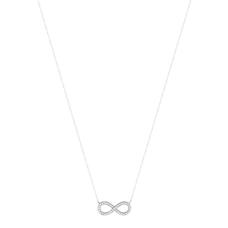 Collier or 375 blanc motif infini zirconias 45 cm avec anneau de raccourcissement à 42cm - vue 2