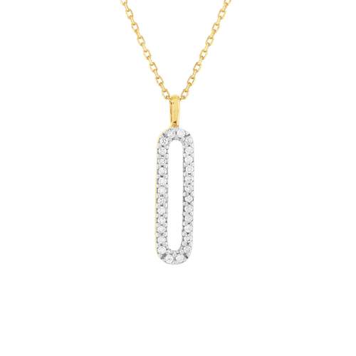 Necklace gold 375 2 tones diamonds 45cm with shortening ring to 42 cm