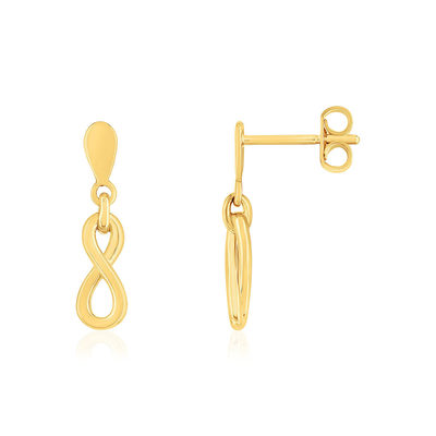Boucles d'oreilles or 375 jaune motif infini - vue 1