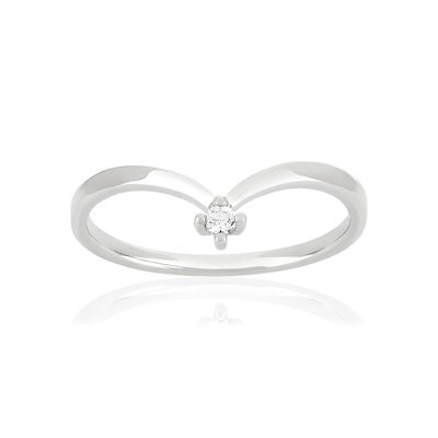Bague or 375 blanc diamant