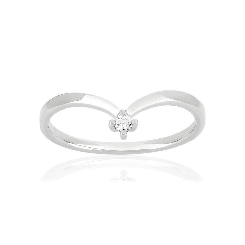Bague or 375 blanc diamant - vue 1