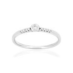 Bague or 375 blanc diamants - vue 1