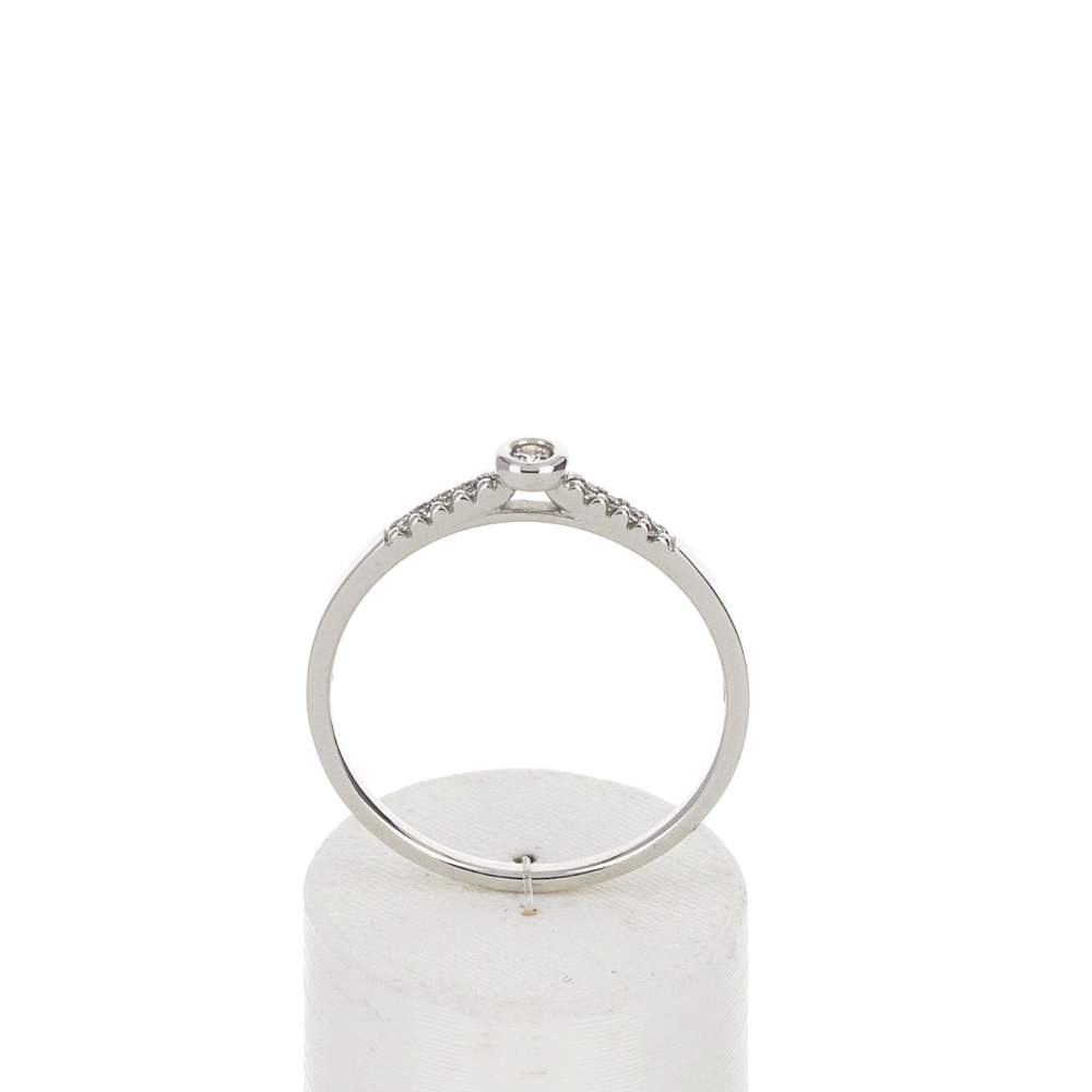 Bague or 375 blanc diamants - vue 1
