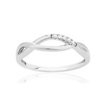 Bague or 375 blanc diamants - vue 1