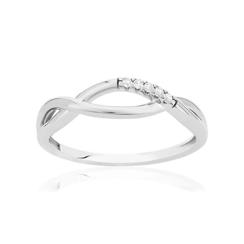 Ring van 375 witgoud met diamanten - afbeelding 1