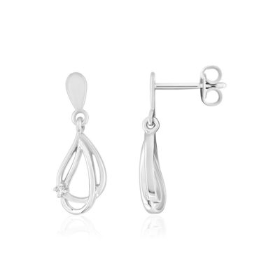 Boucles d'oreilles or 375 blanc diamants