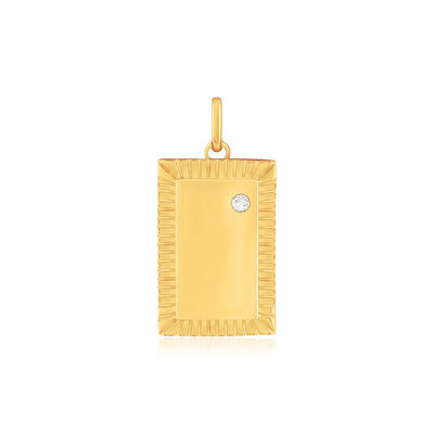 Pendentif or 375 jaune rectangulaire diamant