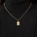 Pendentif or 375 jaune rectangulaire diamant - vue porté 1
