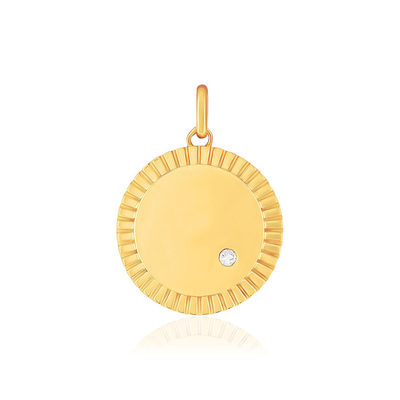 Pendentif or 375 jaune rond diamant