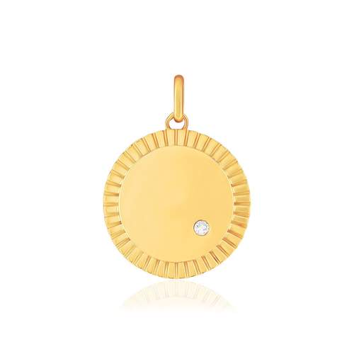 Gold pendant 375 yellow round diamond