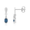 Boucles d'oreilles or 375 blanc saphirs ovales et diamants - vue V1