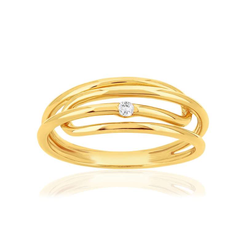 Bague or 375 jaune diamant - vue 1