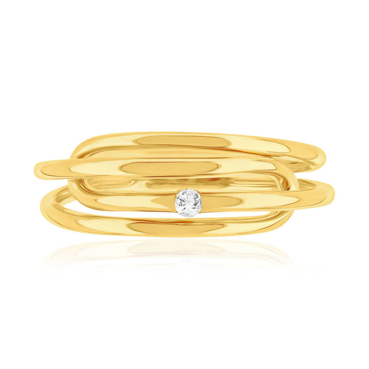 Bague or 375 jaune diamant - vue 3