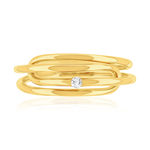 Bague or 375 jaune diamant - vue 3
