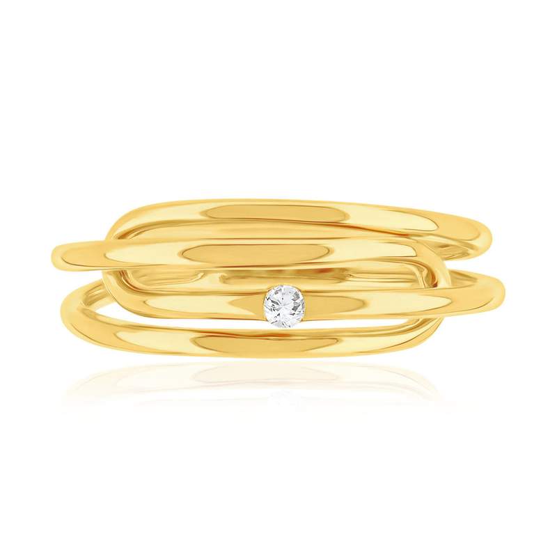 Bague or 375 jaune diamant - vue 3