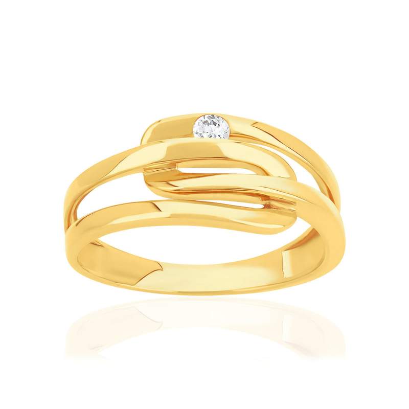 Bague or 375 jaune diamant - vue 1