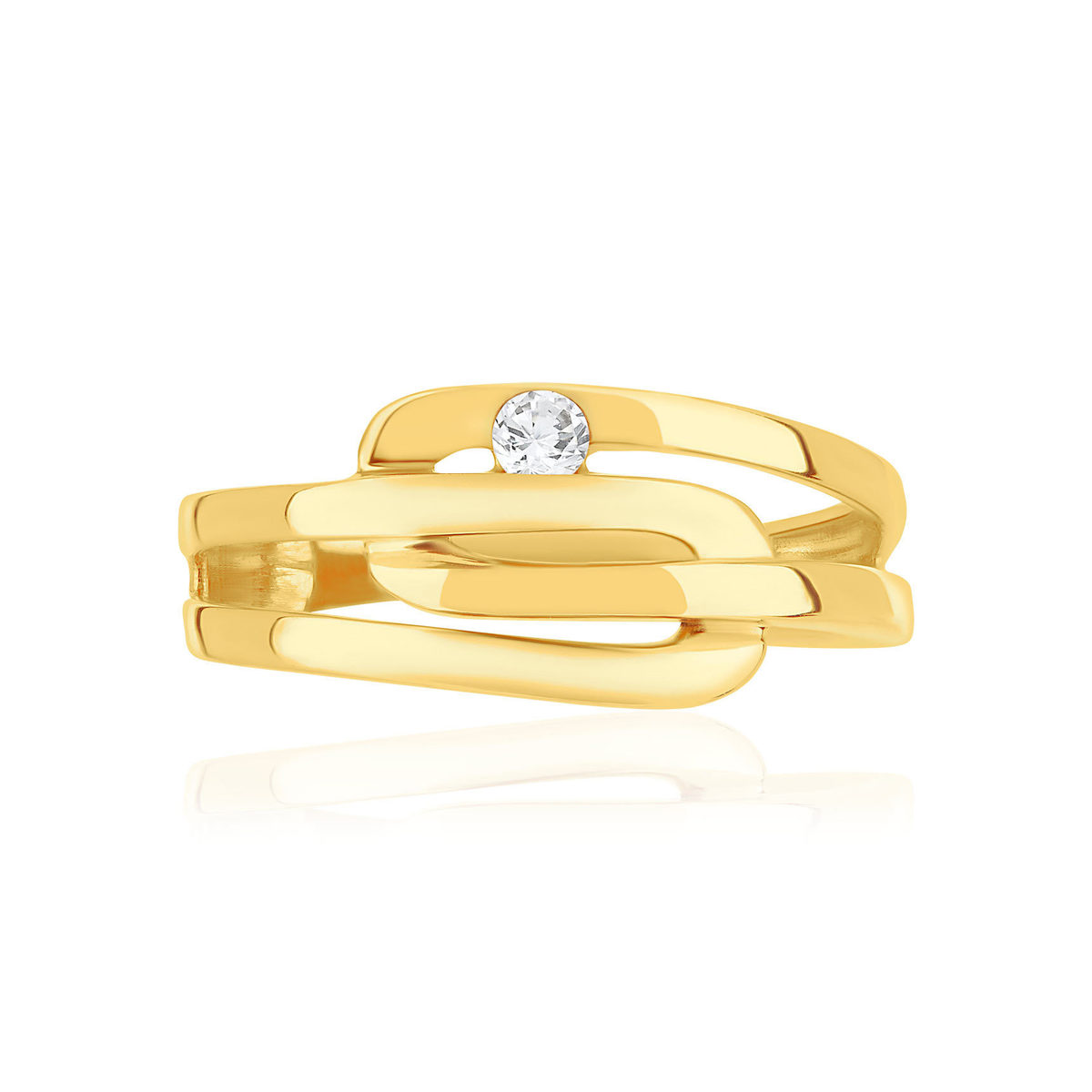 Bague or 375 jaune diamant - vue 3