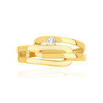 Bague or 375 jaune diamant - vue 3