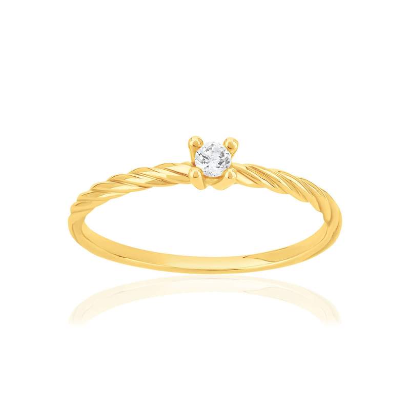 Solitaire or 375 jaune diamant - vue 1