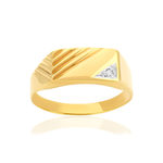 Chevalière or 375 2 tons diamants - vue 1