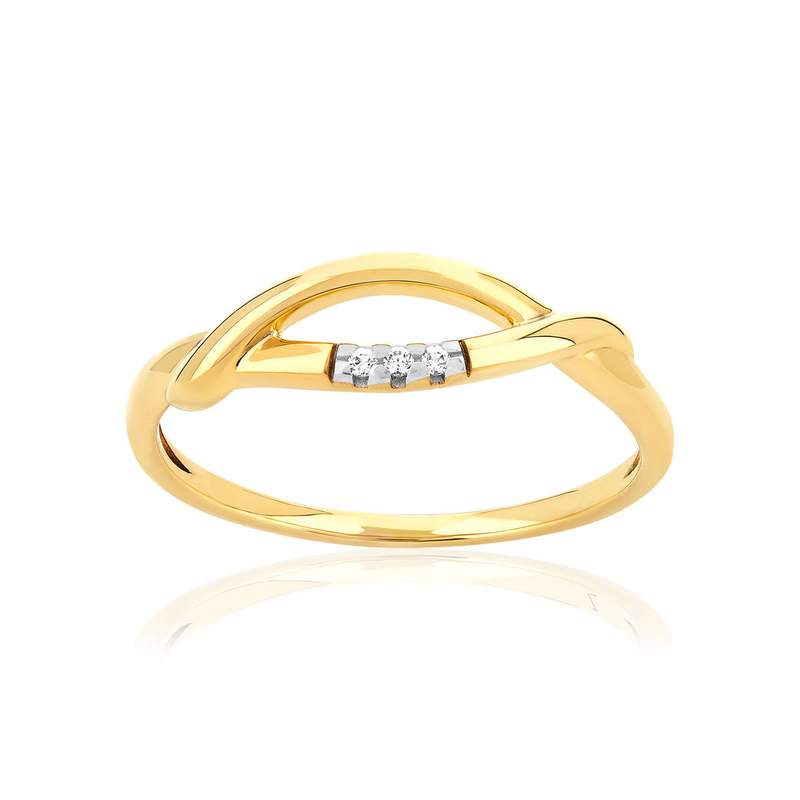 Gouden ring 375 2 diamanttinten - bekijk 1