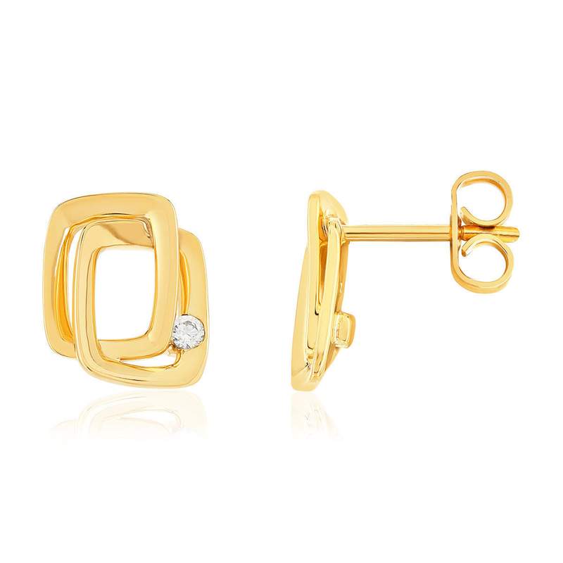18K yellow gold diamond earrings - view 1