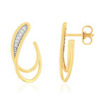 Boucles d'oreilles or 375 2 tons diamants - vue 1