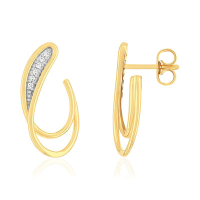 Gouden oorbellen 375 2 toon diamanten