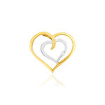 Pendentif or 375 2 tons diamant motif coeur - vue 1