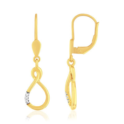Boucles d'oreilles or 375 2 tons dormeuses diamants - vue 1