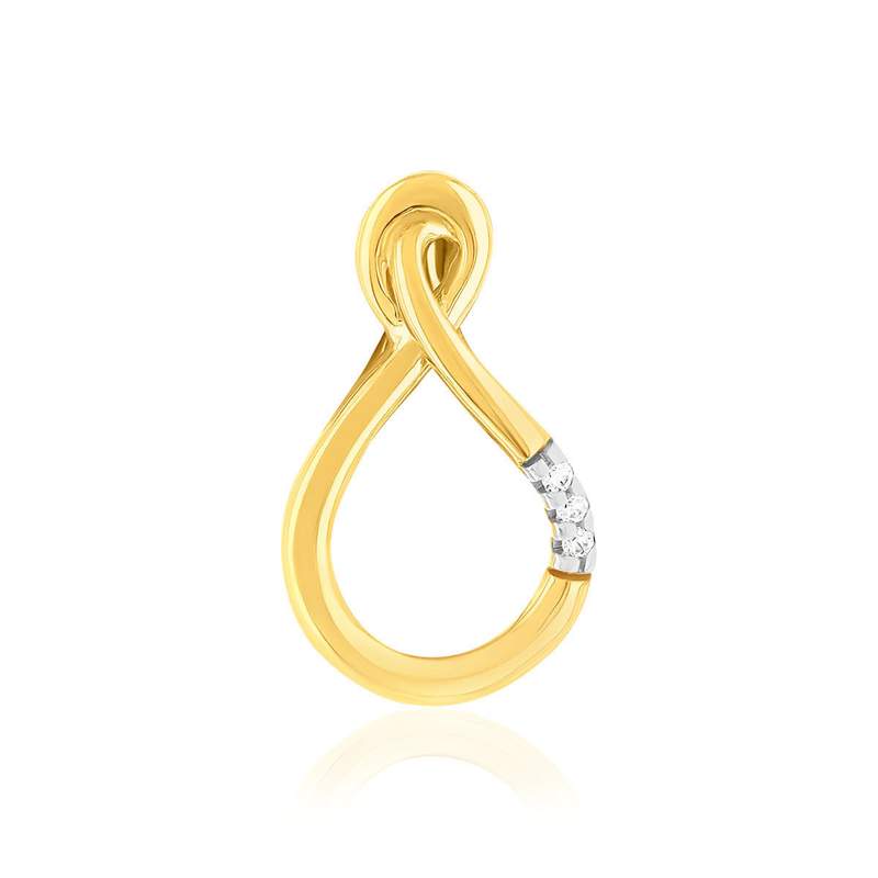 Pendentif or 375 2tons diamants - vue 1