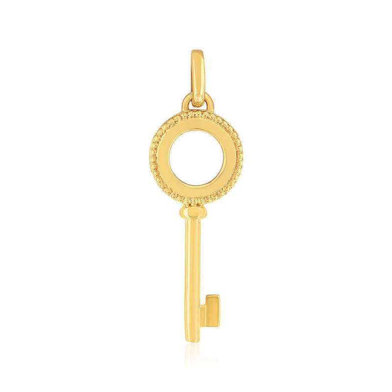 Pendentif or 375 jaune motif clef - vue 1