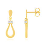 Boucles d'oreille or 375 2 tons pendants diamants - vue 1