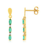 Boucles d'oreilles or 375 2 tons émeraudes ovales et diamants - vue 1