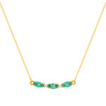 Collier or 375 2 tons émeraudes ovales et 2 diamants 42,5 cm - vue 1