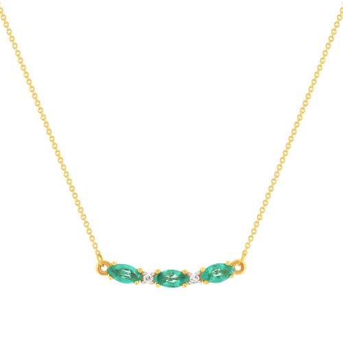Collier or 375 2 tons émeraudes ovales et 2 diamants 42,5 cm
