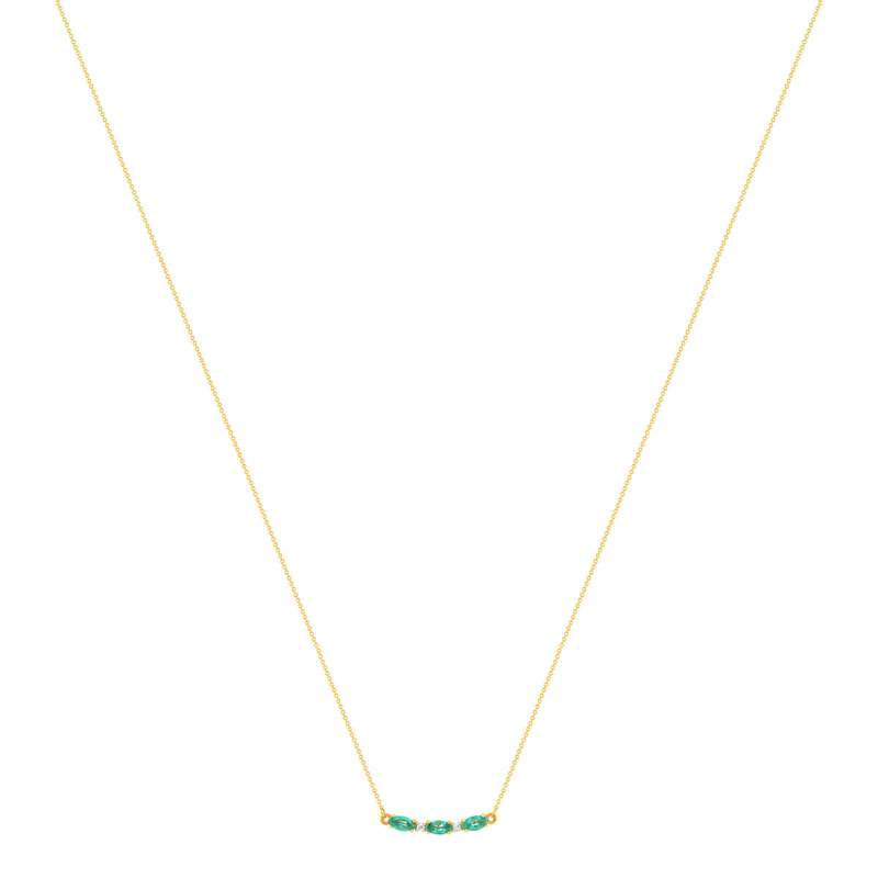 Collier or 375 2 tons émeraudes ovales et 2 diamants 42,5 cm - vue 2